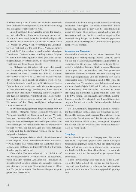 Geschäftsbericht 2011 - Volksbank Brilon-Büren-Salzkotten eG