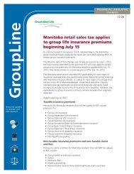Manitoba retail sales tax applies to group life ... - Great-West Life