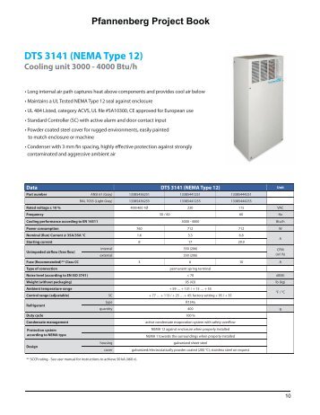 DTS 3141 (NEMA Type 12) Cooling unit 3000 - 4000 ... - Pfannenberg