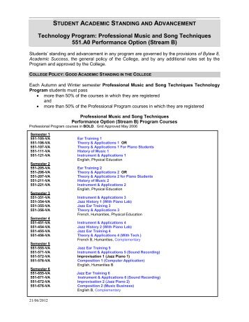 Student Academic Standing and Advancement - Vanier College