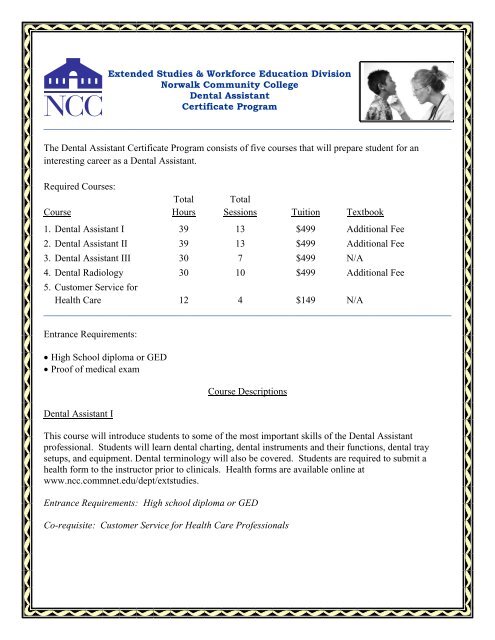 Dental Assistant Certificate Program - Norwalk Community College