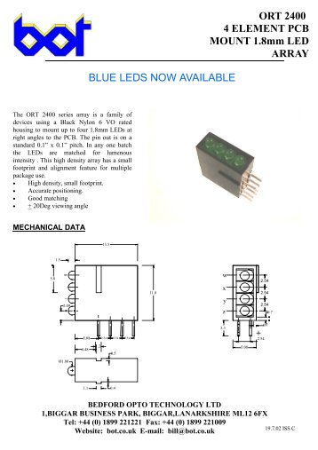 ORT 2400 4 ELEMENT PCB MOUNT 1.8mm LED ... - Euro - Impex