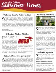 2013 Welcome Back Newsletter - Austin College