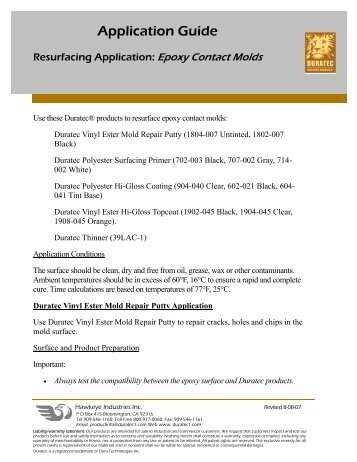 Resurfacing Application: Epoxy Contact Molds - Hawkeye Industries