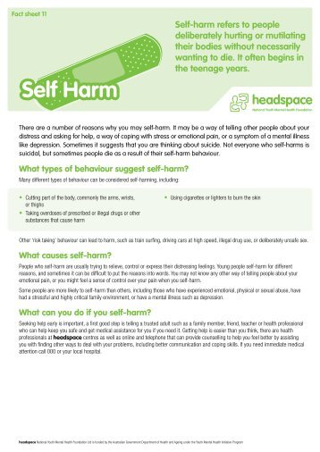 Fact sheet 11: Self harm - Headspace