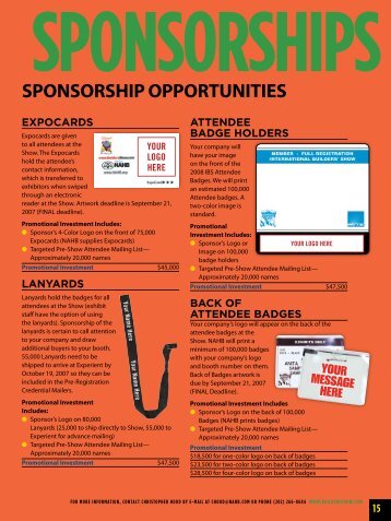 SPONSORSHIP OPPORTUNITIES - International Builders' Show