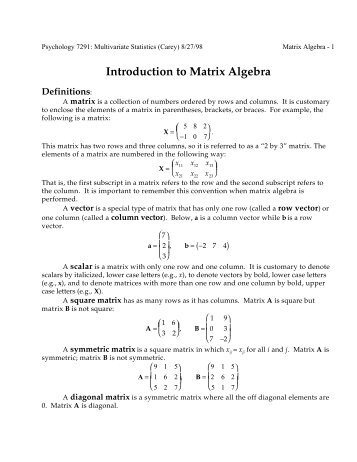 Introduction to Matrix Algebra (pdf file)