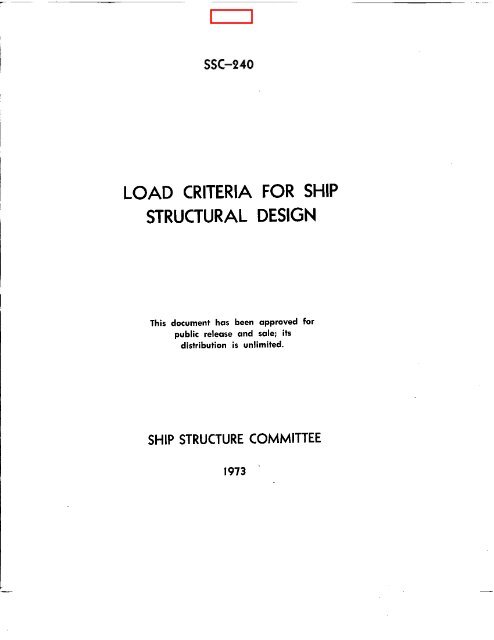 load criteria for ship structural design - Ship Structure Committee