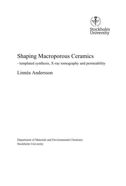 Shaping Macroporous Ceramics - Department of Materials and ...