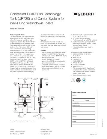 Concealed Dual-Flush Technology Tank (UP720) and ... - Geberit