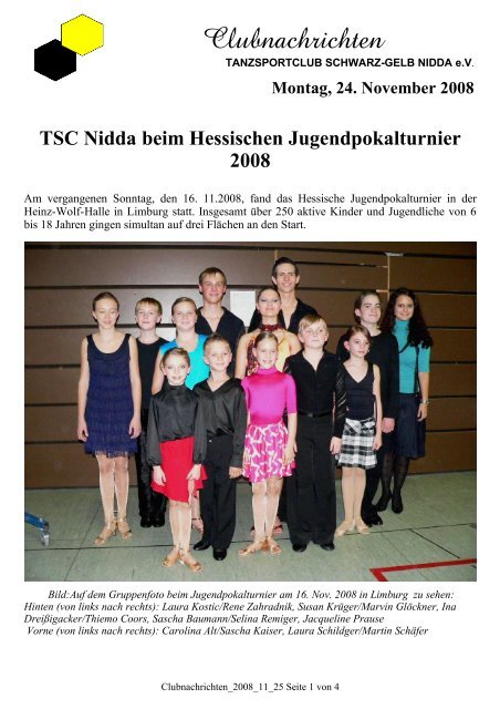 Clubnachrichten - 25.11.2008 - TSC-Nidda