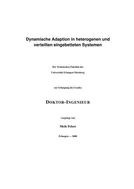 Dynamische Adaption in heterogenen verteilten eingebetteten ...