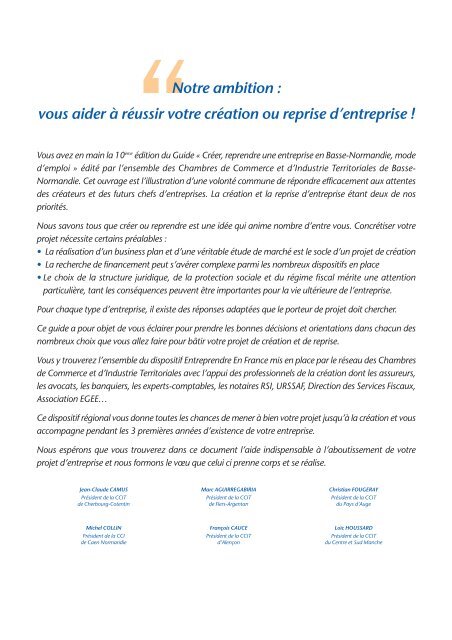 Créer, reprendre une entreprise en Basse-Normandie - (CCI) de Caen