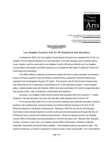 Ann Bradley, Communications Consultant - Los Angeles County Arts ...