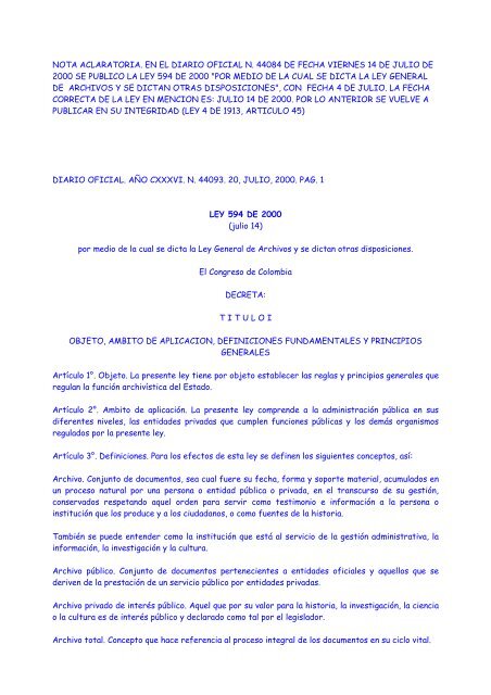 nota aclaratoria. en el diario oficial n. 44084 de fecha viernes 14 de ...