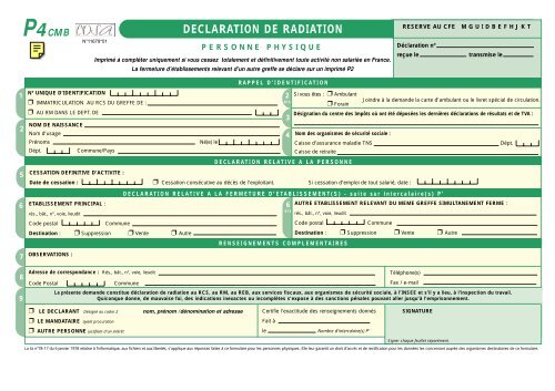 Imprimé P4 - (CCI) Cantal