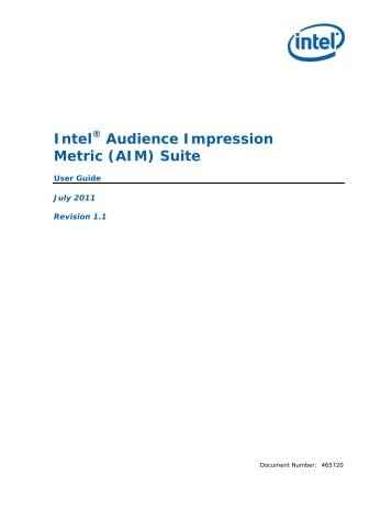 Intel® Audience Impression Metric (AIM) Suite User Guide - Sirkom