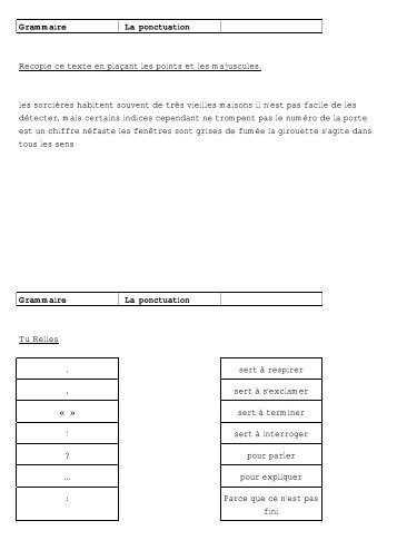 Grammaire La ponctuation Recopie ce texte en plaÃ§ant les points et ...