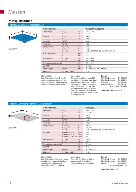 Prospekt, Biomechanik, Messsysteme - Kistler