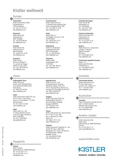 Prospekt, Biomechanik, Messsysteme - Kistler