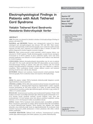 Electrophysiological Findings in Patients with Adult Tethered Cord ...