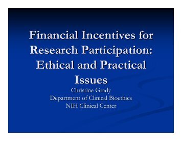 Financial Incentives for Research Participation: Ethical and Practical ...