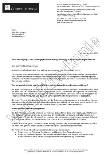 Muster Kundenanschreiben Clerical Medical - Heidelberger Leben ...