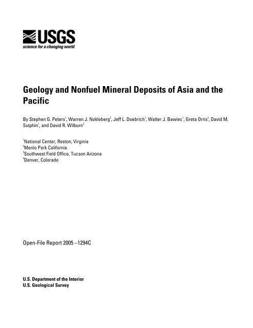 Geology and Nonfuel Mineral Deposits of Asia and the Pacific - USGS
