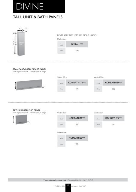 prices within this guide are recommended retail ... - Ambiance Bain