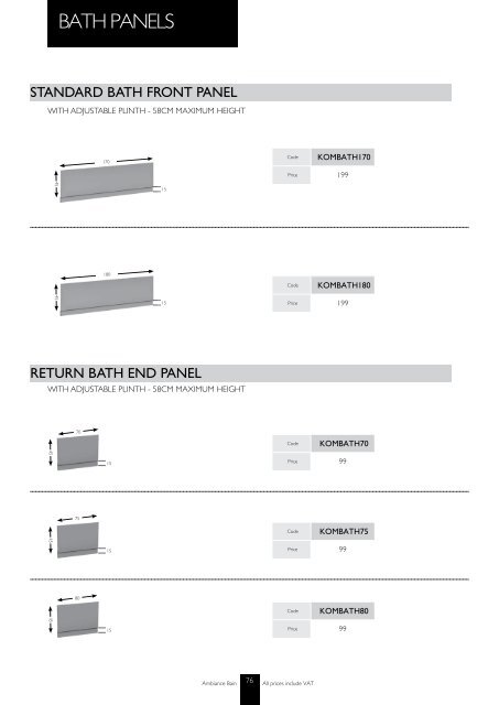 prices within this guide are recommended retail ... - Ambiance Bain