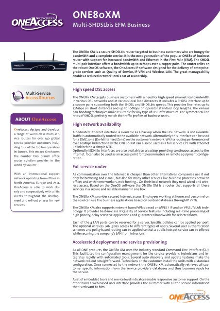 One80xm Datasheet Rev1 0 444 Kbyte Oneaccess Extranet