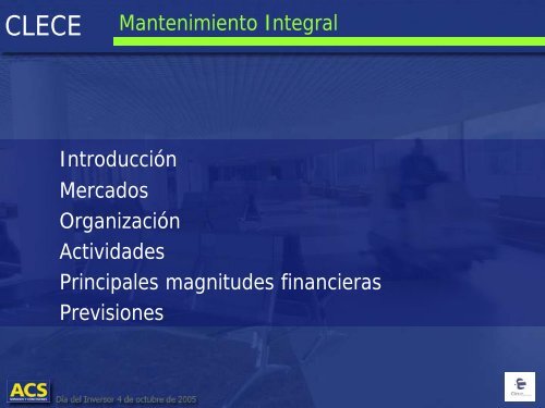 CLECE: Mantenimiento Integral - D. CristÃ³bal Valderas - Grupo ACS
