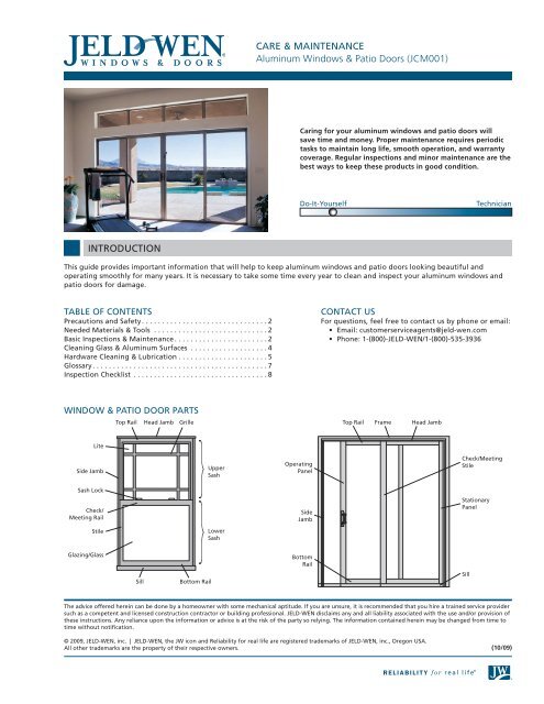 1 Care Maintenance Aluminum Windows Patio Doors