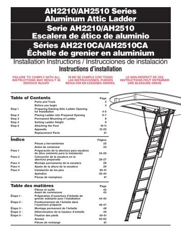 AH2210/AH2510 Series Aluminum Attic Ladder ... - Werner Ladder