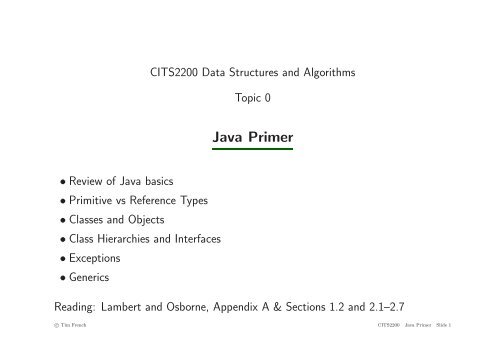 Java Primer - Undergraduate