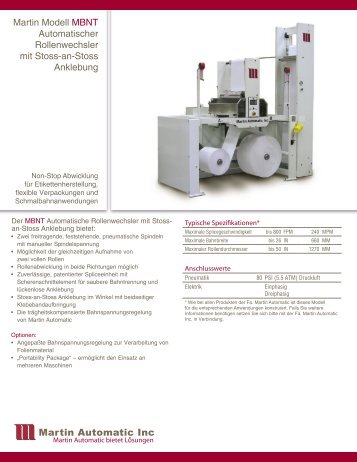 Martin Modell MBNT Automatischer ... - Martin Automatic Inc