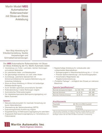 Martin Modell MBS Automatischer ... - Martin Automatic Inc