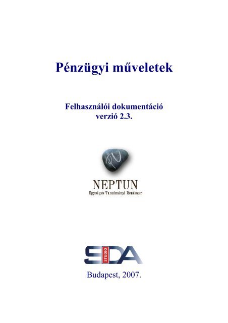 PÃ©nzÃ¼gyi mÅ±veletek - Neptun