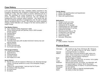 Case History Physical Exam