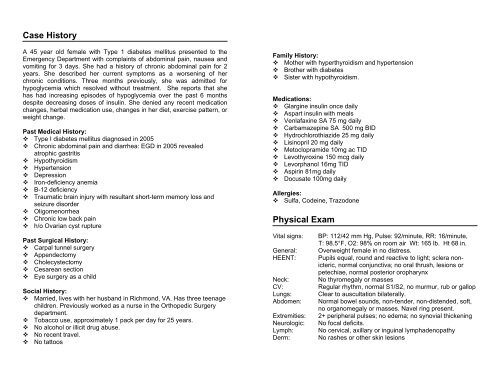 exercise 7.9 case study history and physical examination findings