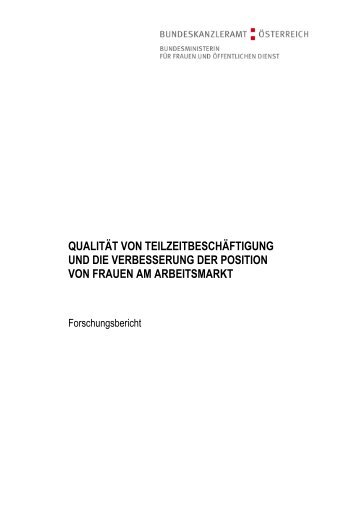 QualitÃ¤t von TeilzeitbeschÃ¤ftigung und die Verbesserung der Position