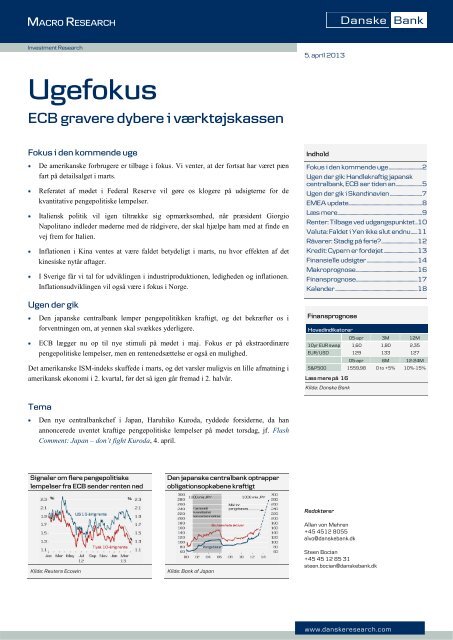 Fokus i den kommende uge - Danske Bank