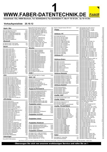 Preisliste Komponenten PDF - Faber-Datentechnik