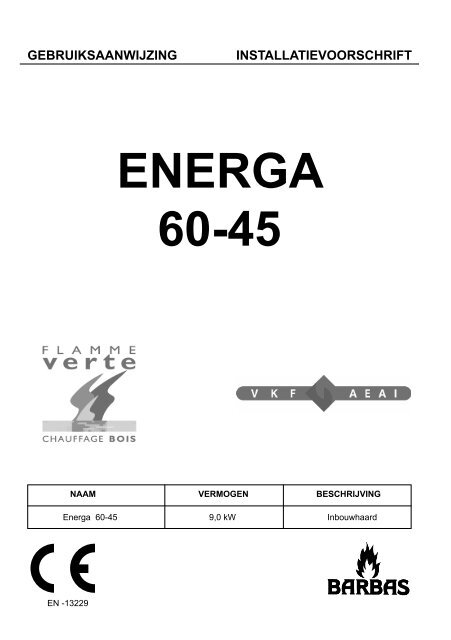 Gebruiksaanwijzing Barbas Energa 60-45 - UwKachel