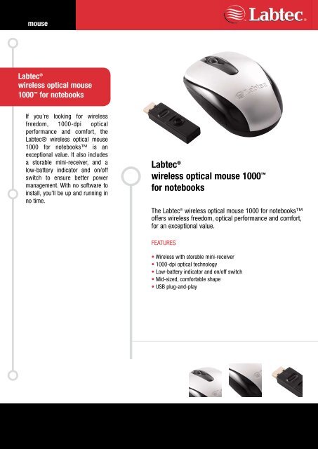 LabtecÂ® wireless optical mouse 1000â„¢ for notebooks - Komputronik