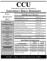 CINCINNATI BIBLE SEMINARY - Cincinnati Christian University