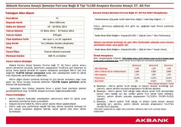 Akbank Koruma Amaçlı Şemsiye Fon’una Bağlı B Tipi %100 Anapara