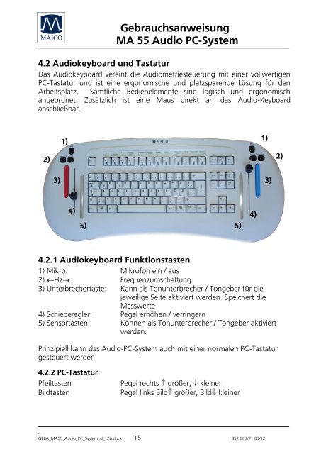 Gebrauchsanweisung MA 55 Audio Pc-System