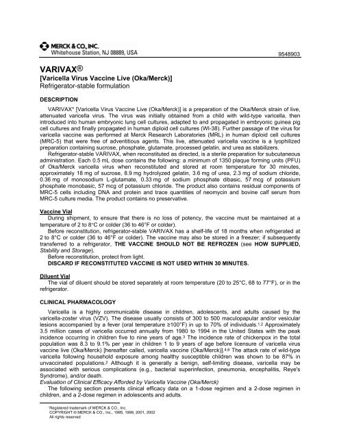 Varivaxa Merck