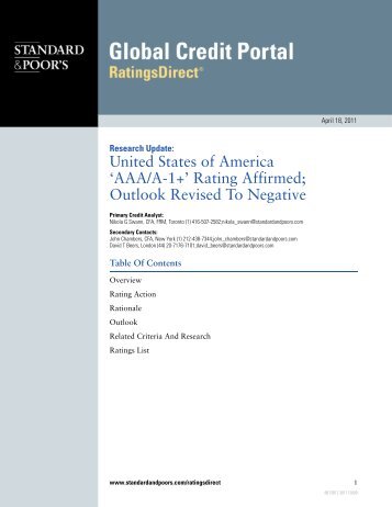 United States of America 'AAA/A-1+' Rating Affirmed; Outlook ...